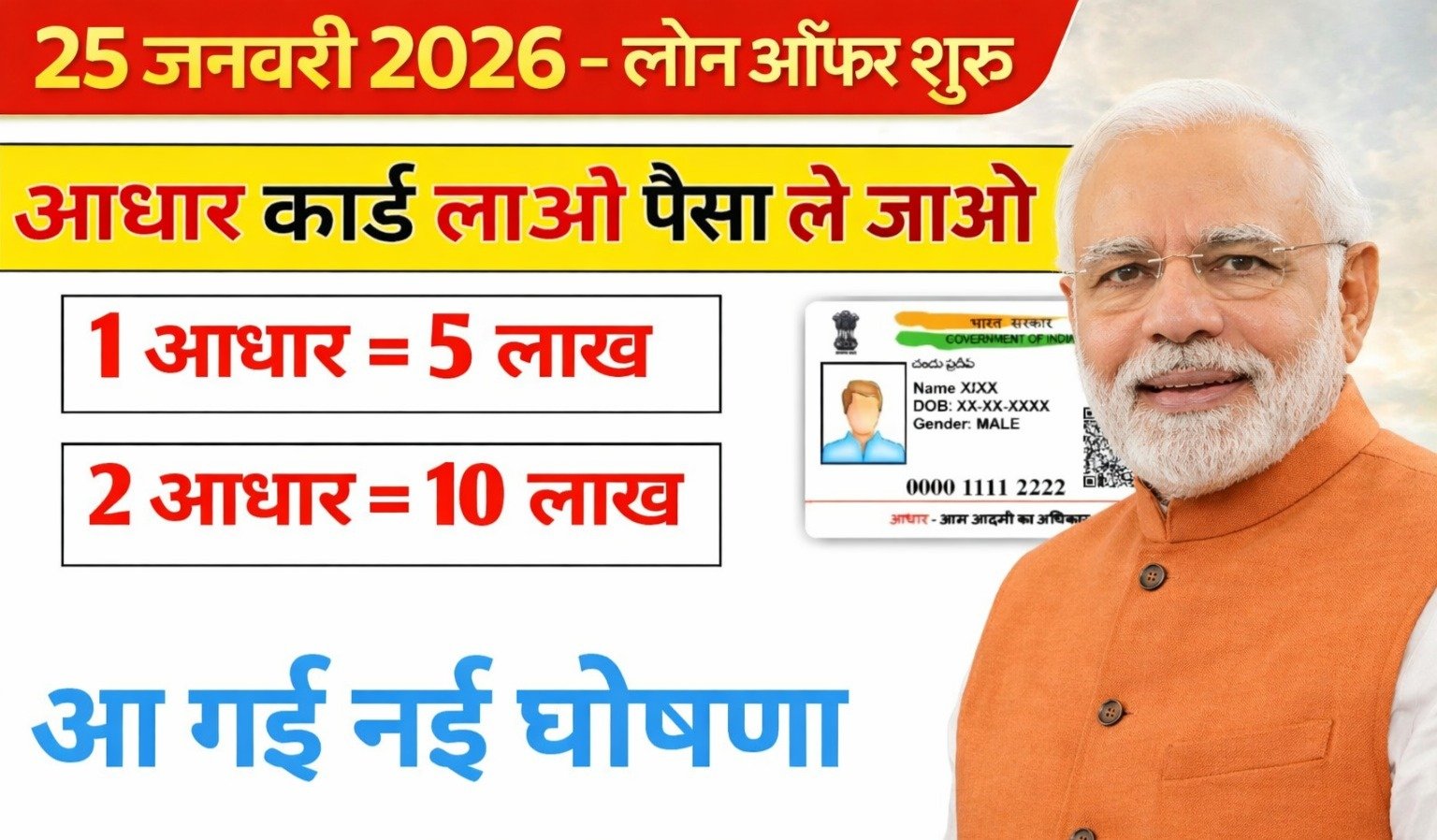 प्रधानमंत्री आधार कार्ड लोन योजना